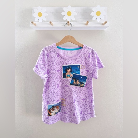 Disney Princess Jasmine Tee Shirt Purple Sasha Aladdin size 10-12 - Picture 1 of 4